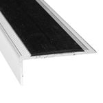 Duratac 900mm Stair Nosing - Clear Aluminium with Black Vinyl Insert and Countersunk Holes