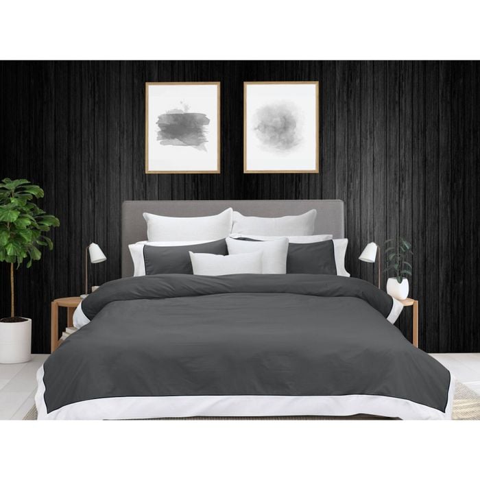 Bas Phillips New York Quilt Cover Set Cotton King Charcoal/white