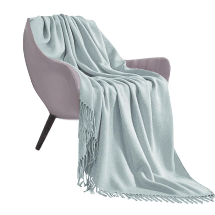SOGA Grey Acrylic Knitted Throw Blanket