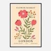 Galrie Charming Vintage Flower Market Botanical Art Print London Edition, Black Frame, A0 84 x 119cm (33 x 47inch)