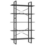 vidaXL 5-Tier Book Cabinet Grey Engineered Wood Storage Rack Bookcase Stand