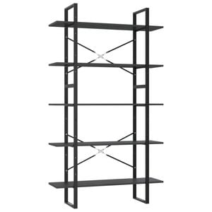 vidaXL 5-Tier Book Cabinet Grey Engineered Wood Storage Rack Bookcase Stand