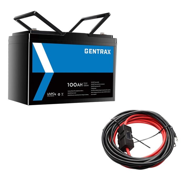 Gentrax 12v 100ah Lithium Battery + 6m 60a Fuse M8 Cable