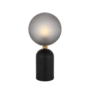 Telbix Gina Modern Table Desk Lamp Light Travertine Glass Metal Black Dark Antique Brass Smoke Matte