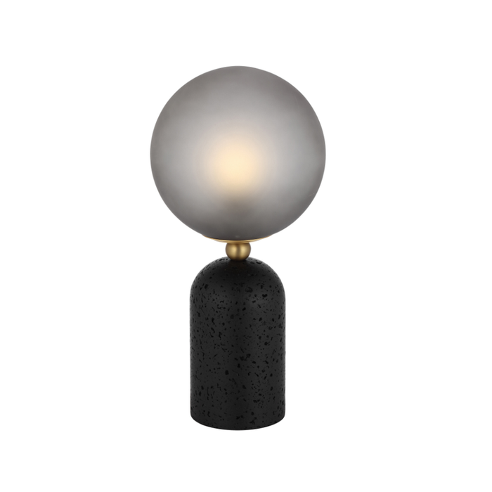 Telbix Gina Modern Table Desk Lamp Light Travertine Glass Metal Black Dark Antique Brass Smoke Matte