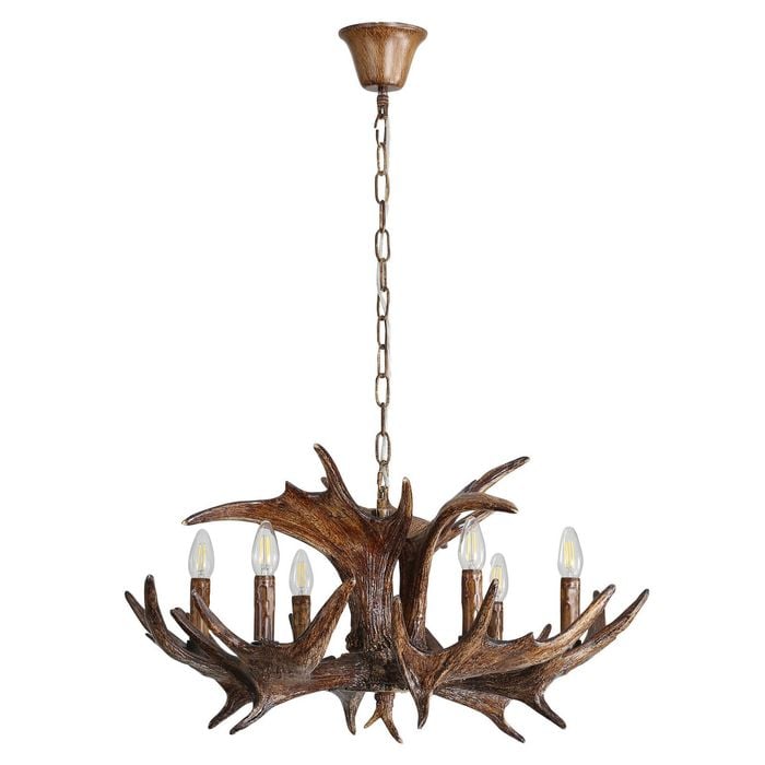 Oriel Lighting Ramure 6 Lits Deer Antler Designer Pendant Light