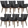 Stud Set of 6 Rope Outdoor Dining Chair with Solid Eucalyptus Timber Wood Frame