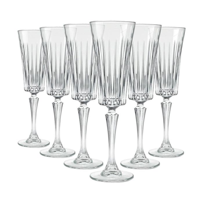RCR Timeless Crystal Glass Champagne Flutes - 210ml - Pack of 6