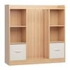 Advwin Kids Toy Storage Organiser Stuffed Animal Storage Shelf Wood Bookcase w/ 2 Drawers Oak