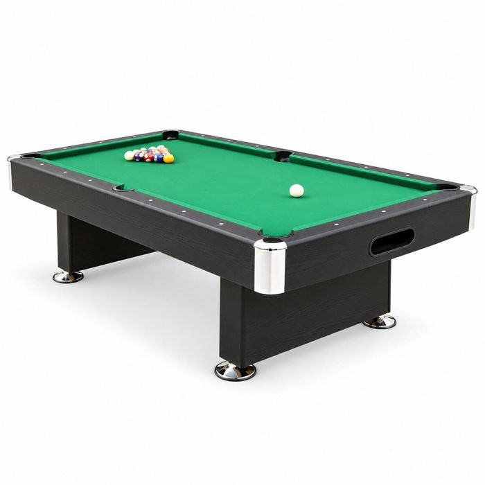 TOPONE 8FT Modern Design Pool Table with return ball system Snooker & Billiard Table, Black Frame with Free Accessories - Green