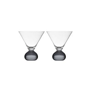 2pc Tempa Zephyr Spherical Martini Drinking Glasses Set 12cm Charcoal
