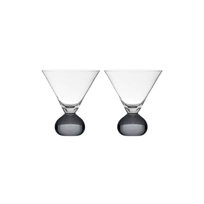 2pc Tempa Zephyr Spherical Martini Drinking Glasses Set 12cm Charcoal