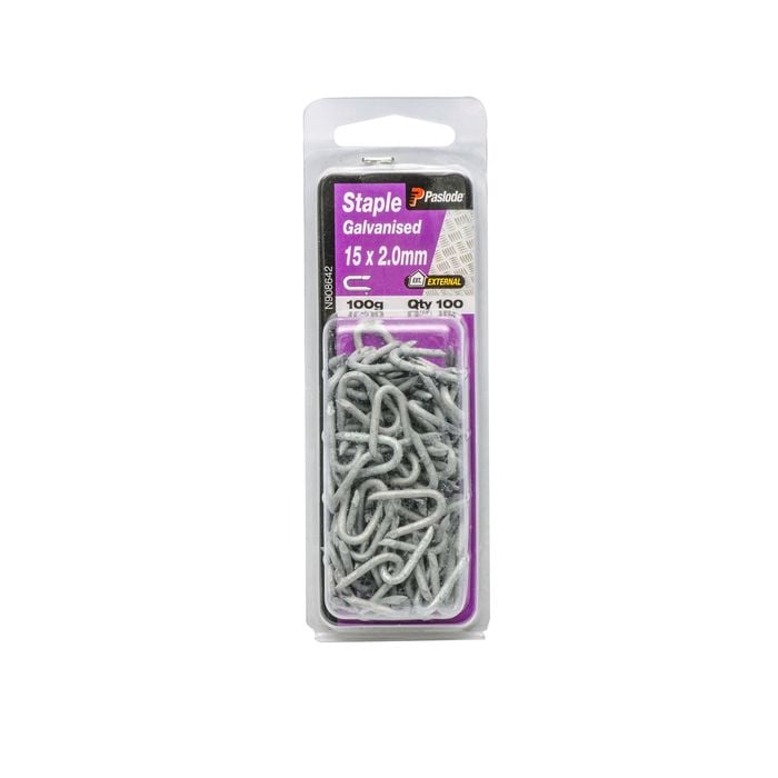 Paslode 15 x 2.0mm 100g Galvanised Staple Nail -  100 Pack