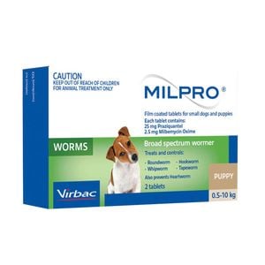 Virbac Milpro Broad Spectrum Wormer Tablets For Small Dog & Puppies Green 2 Pack