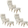 Oikiture 3x 360 Swivel Recliner Armchair Lounge Ottoman Chair With Stool Beige