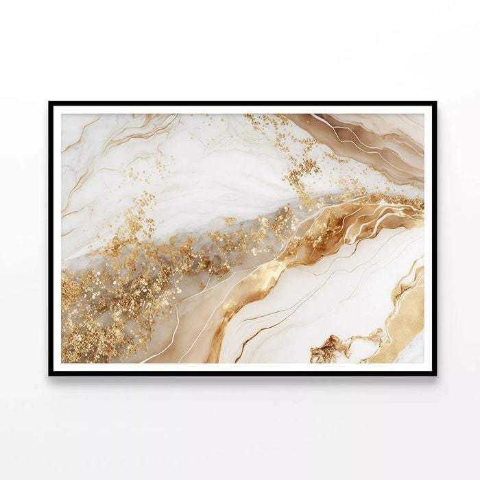 White and Gold Marble Texture  Print 100% Australian Made 90x60cm  (Poster)