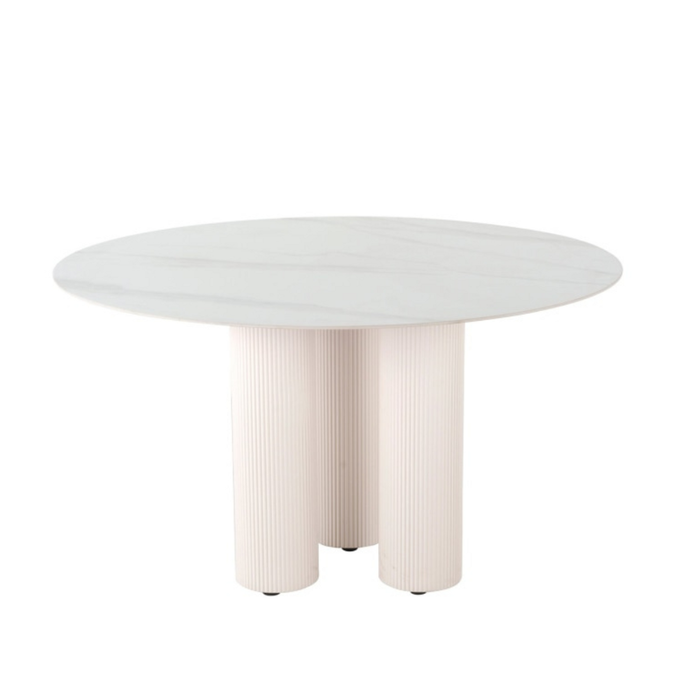 Raimon Furniture Mattia Modern Wooden Ceramic Round Kitchen Dining Table 130cm - White Sevella