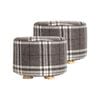 La Bella 2 Set Lattice Fabric Ottoman Round Wooden Leg Foot Stool