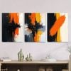 3pcs Vibrant Orange & Black White & Gray Accents Print 100% Australian Made 3 x 40x60cm (Metal Print)