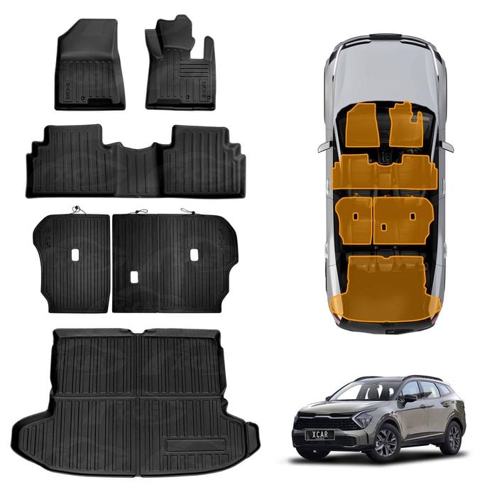 Floor Car Mats Seat Back Kick Cargo Boot Liner Set for Kia Sportage 2021-2025 Seats Kick Mats Cover
