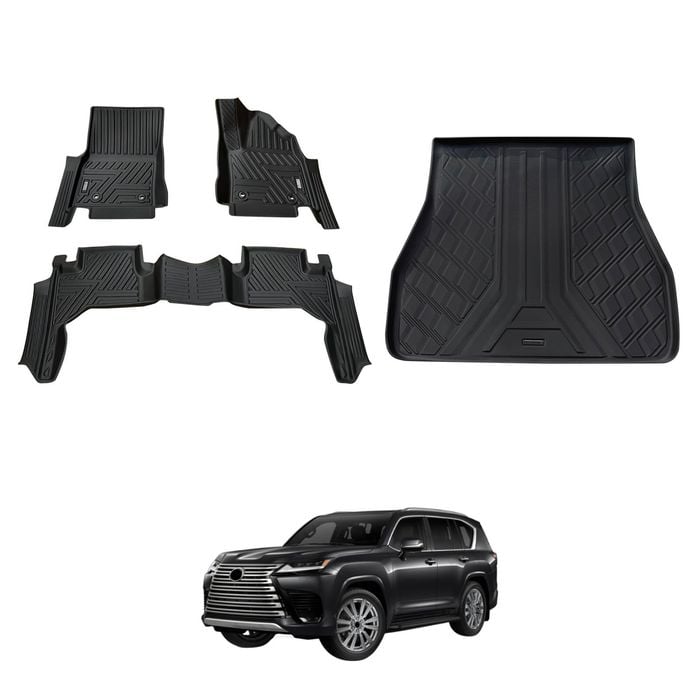 AUSGO Floor Mats & Boot Liner Set for LEXUS LX Series LX500d LX600 5-Seat 2021-2025 Car Floor Liners Cargo Mat