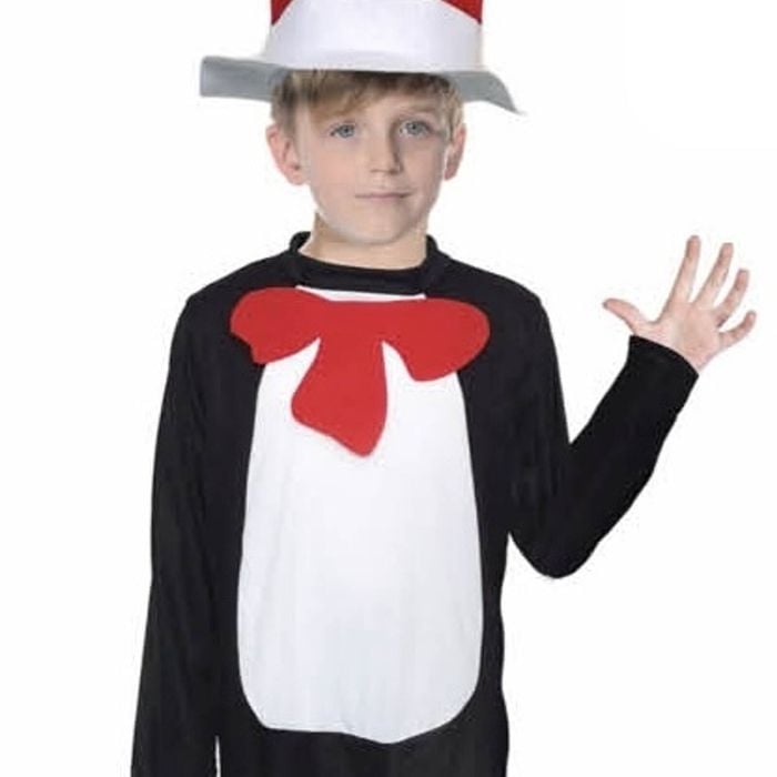 Cat In The Hat Kids Boys Girls Party Costume Halloween Party 10-12 Years Old