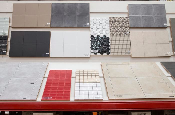 The tiles display in store at Bunnings.