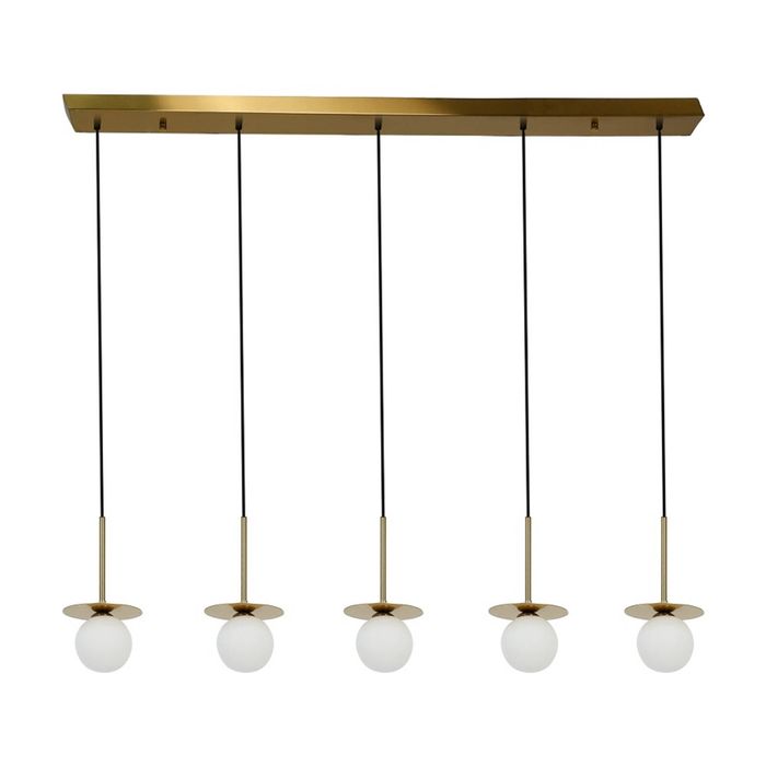 Lexi Lighting Ophelia 5lt Pendant Light Brass Metal Base Opal Glass Shades