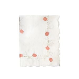 Tulip Flowers Cream Embroidered Cutout Rectangular Tablecloth 152 x 228 cm