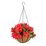 Un-Real 33cm Red Artificial Poinsettia Hanging Basket