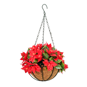 Un-Real 33cm Red Artificial Poinsettia Hanging Basket