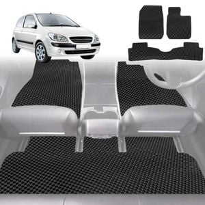 6D Diamond Car Floor Mats for Hyundai Getz 2002-2011-Full Set-Black-Outback GT