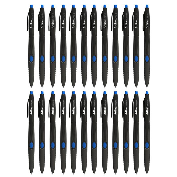 24pc Artline Supreme 1.0mm Ball Point Pen Writing School Ballpoint Draw Pens Bl