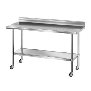 Cefito Stainless Steel  Kitchen  Bench W/ Splashback Work Table Prep Bench Commercial 1500x600mm 430