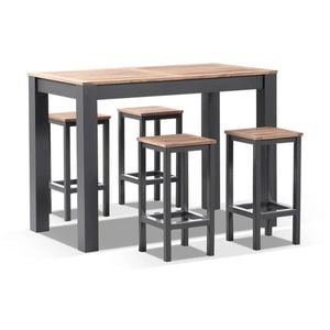 Balmoral 4 Seater Teak Top And Aluminium Patio Bar Setting