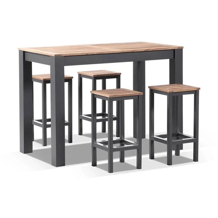 Balmoral 4 Seater Teak Top And Aluminium Patio Bar Setting