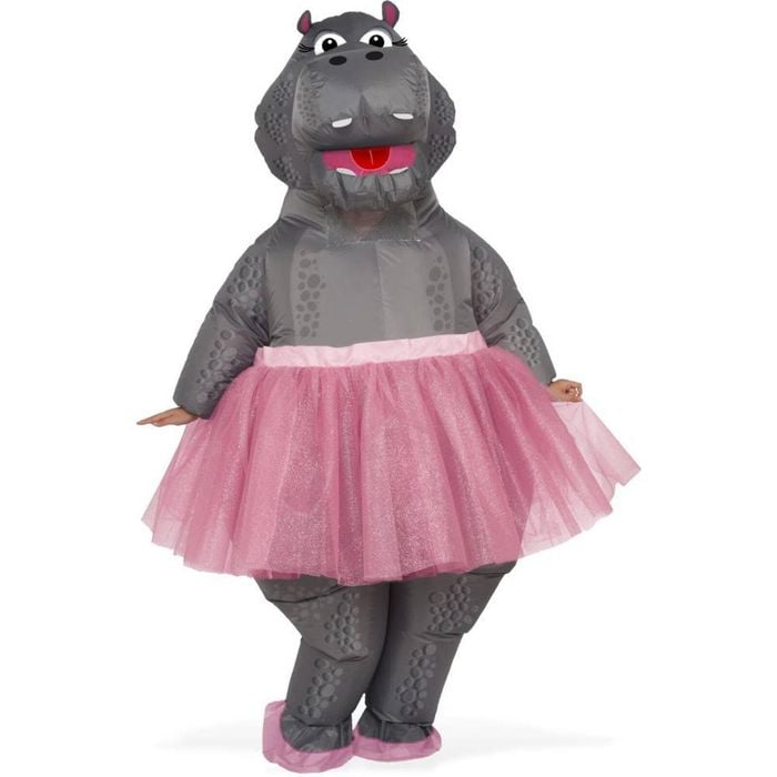 Inflatable Hippopotamus Halloween Costume for Adults Full Body Safari Animal Suit - Rubie's Official - Grey Colour, Standard