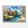 Town with Sea Oil Painting  Print 100% Australian Made 120x90cm  (Poster)