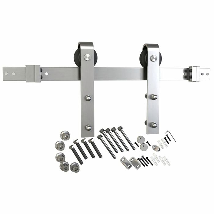 Rolltrak 2000 x 40 x 6mm Satin Nickel Barn Door Track Side Fix Set