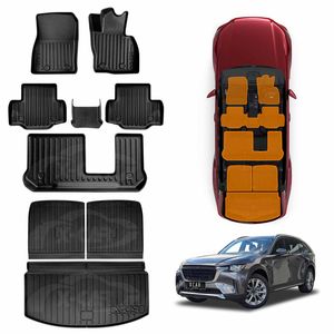 3D Car Floor Mats Boot Liner Set for Mazda CX-90 CX90 2023-Onwards Cargo Trunk Mat Luggage Tray