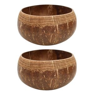 2PK LVD Coconut 13cm Bowl Border Carved Round Home Decor - Brown