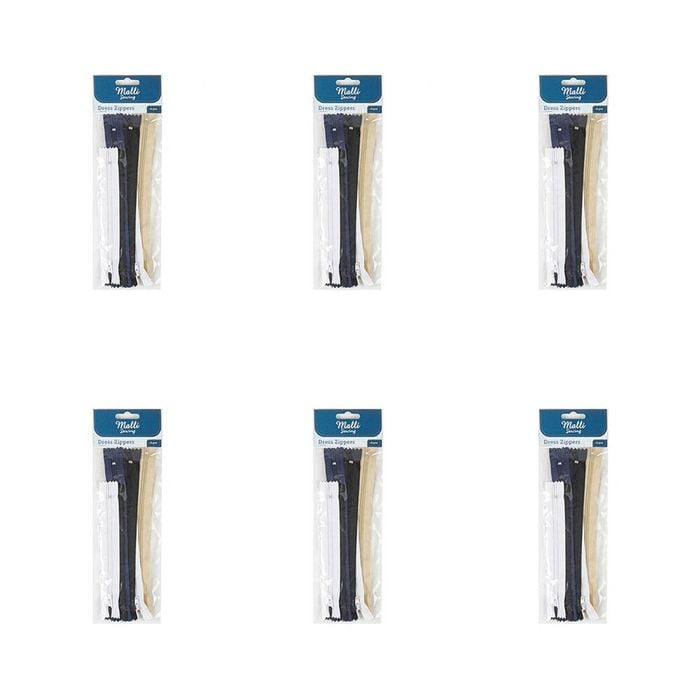 6pk Malli Sewing Nylon Dress/skirt Close-end Garment Craft Zippers Set Assorted