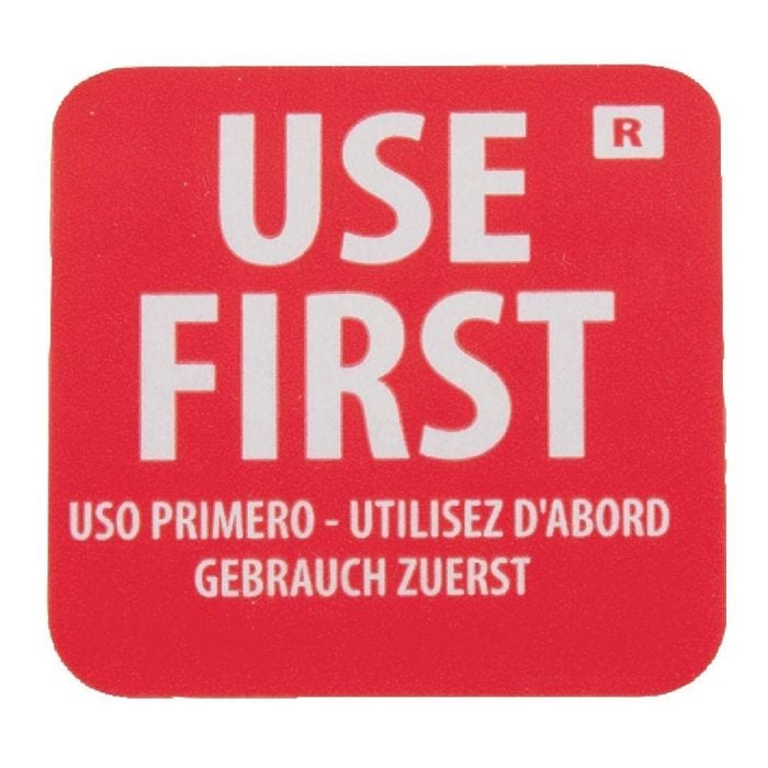 Hygiplas Food Rotation Labels Removable Use First Red 1000 Pack 25mm Commercial Kitchen Storage