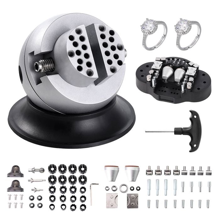 VEVOR Ball Vise 360°Rotation Engraving Block 70 PCS Attachment for Gemstone Inlay