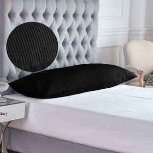 CottonMore 100% Cotton Waffle Black Body Pillowcase 48x150cm