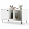 Costway Cat Litter Box Pet House W/scratching Board Enclosure Cabinet White