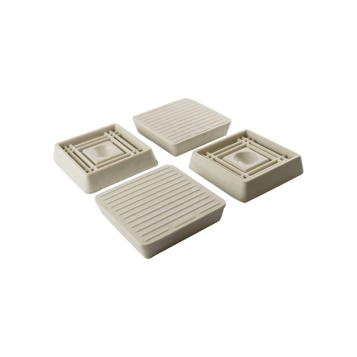 Surface Gard 40 x 40mm White Square Rubber Base Castor Cup - 4 Pack
