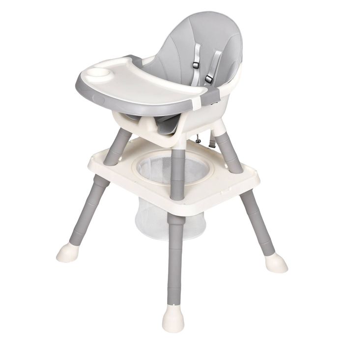 Ufurniture 5-in-1 Baby High Chair Toddler Activity Desk Baby Standing Helper Chair Kids Table Chair Set, White+Grey