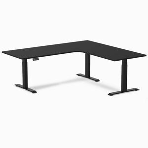 Desky L-Shape Melamine Sit Stand Desk Matte Black Frame 200x180cm Right Return