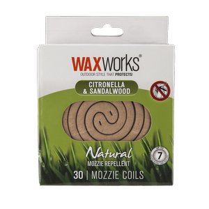 Waxworks Citronella And Sandalwood Mosquito Repellent Coils - 30 Pack